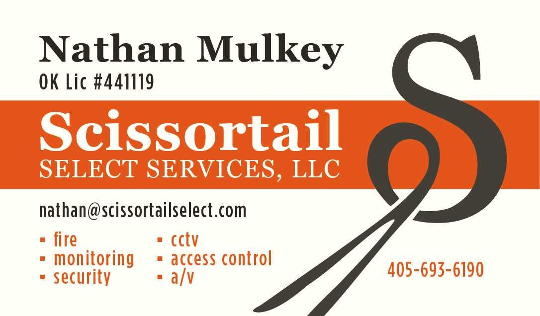 Nathan Mulkey’s Scissortail Select Services business card